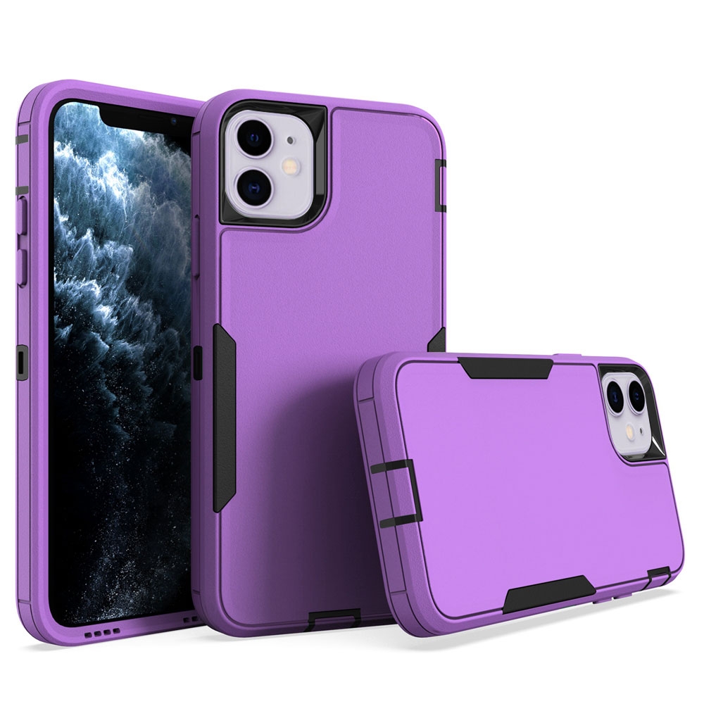 For iPhone 11 2 in 1 PC Hybrid TPU Phone Case(Purple+Black) - Shopkiz.com