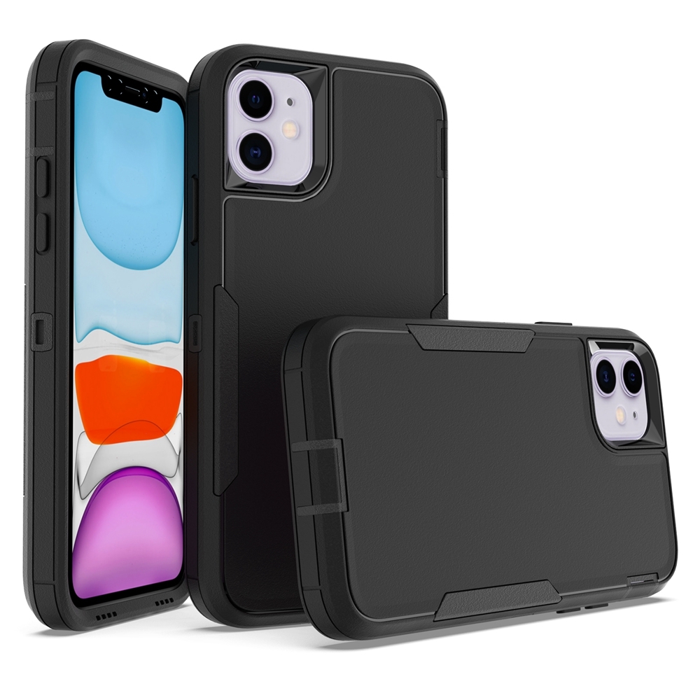 For iPhone 11 2 in 1 PC Hybrid TPU Phone Case(Black) - Shopkiz.com