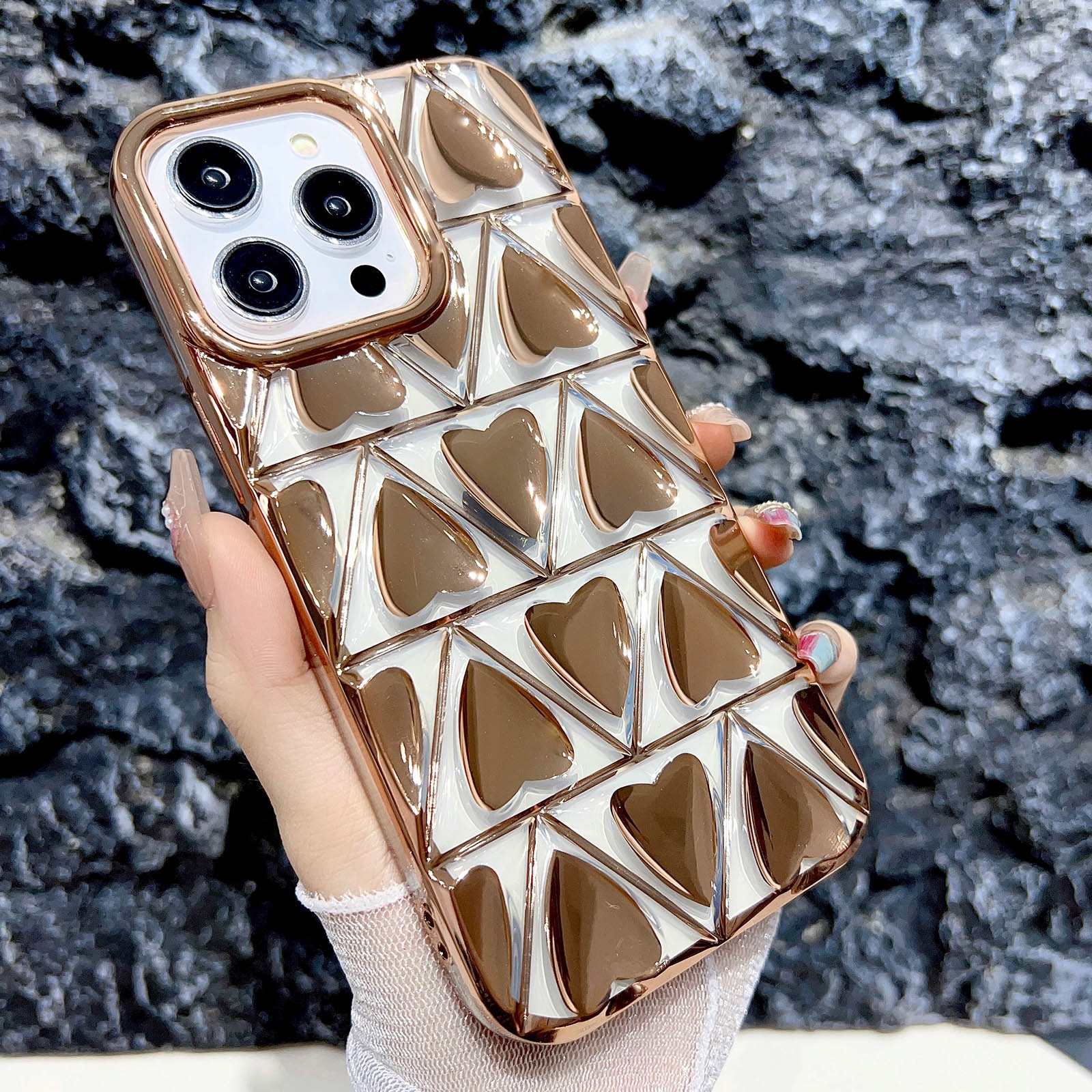 For iPhone 13 Pro Little Love Electroplated Phone Case(Gold) - Shopkiz.com
