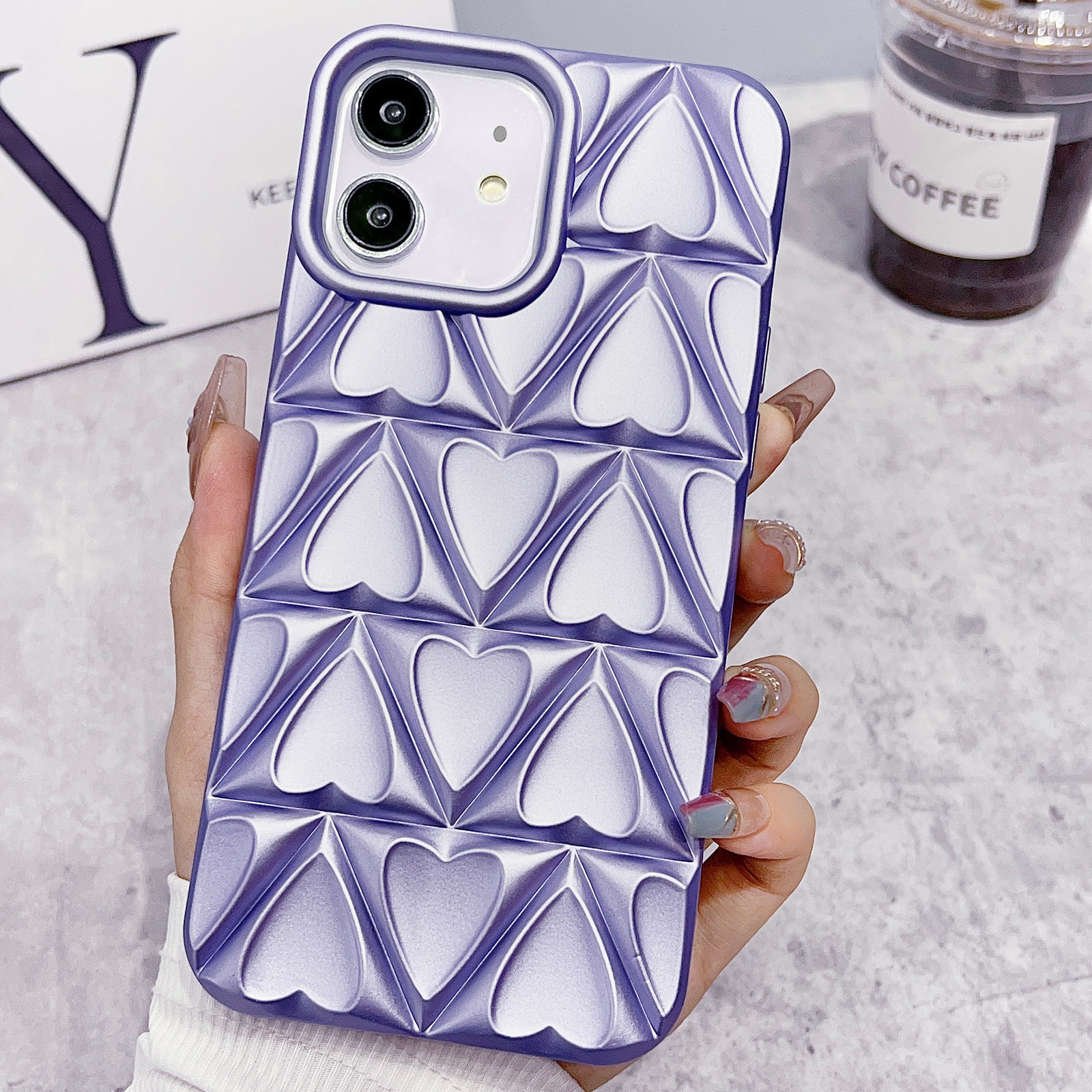 For iPhone 11 Little Love Oil Spray Phone Case(Purple) - Shopkiz.com