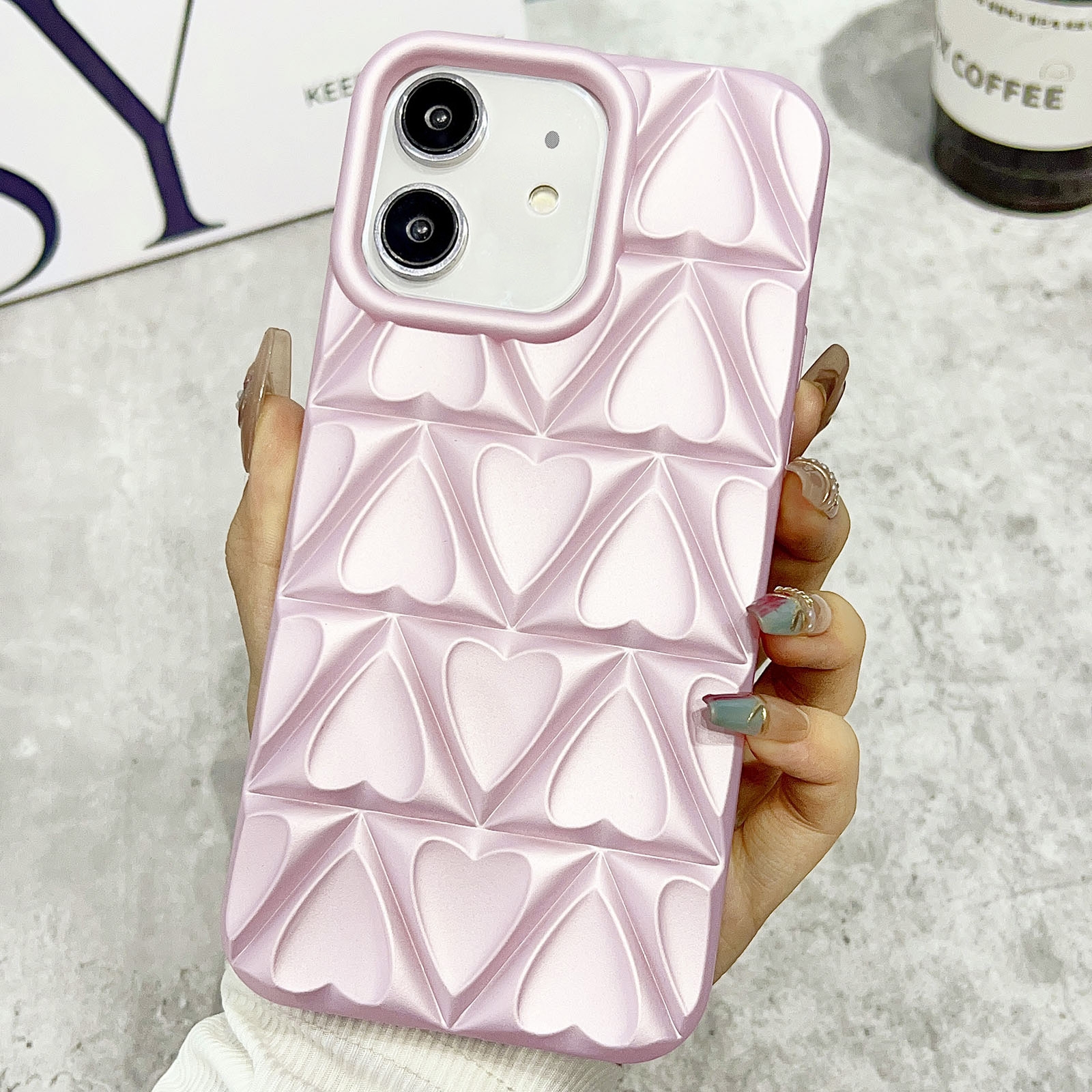 For iPhone 12 Little Love Oil Spray Phone Case(Pink) - Shopkiz.com