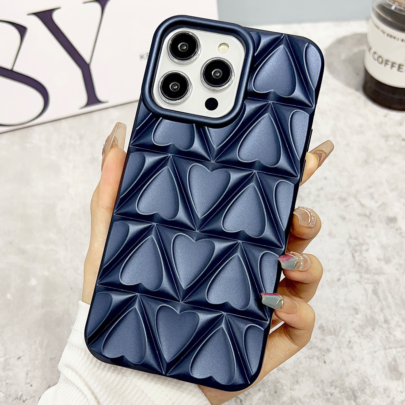For iPhone 12 Pro Little Love Oil Spray Phone Case(Blue) - Shopkiz.com