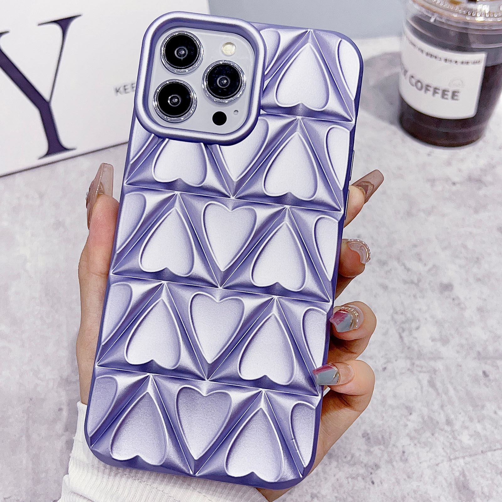 For iPhone 13 Pro Little Love Oil Spray Phone Case(Purple) - Shopkiz.com