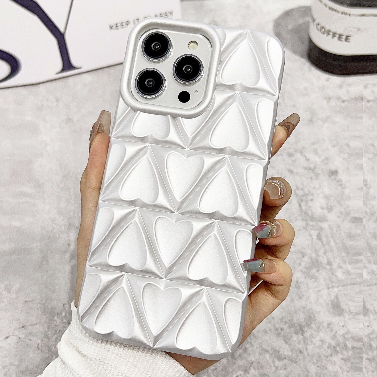 For iPhone 13 Pro Little Love Oil Spray Phone Case(White) - Shopkiz.com
