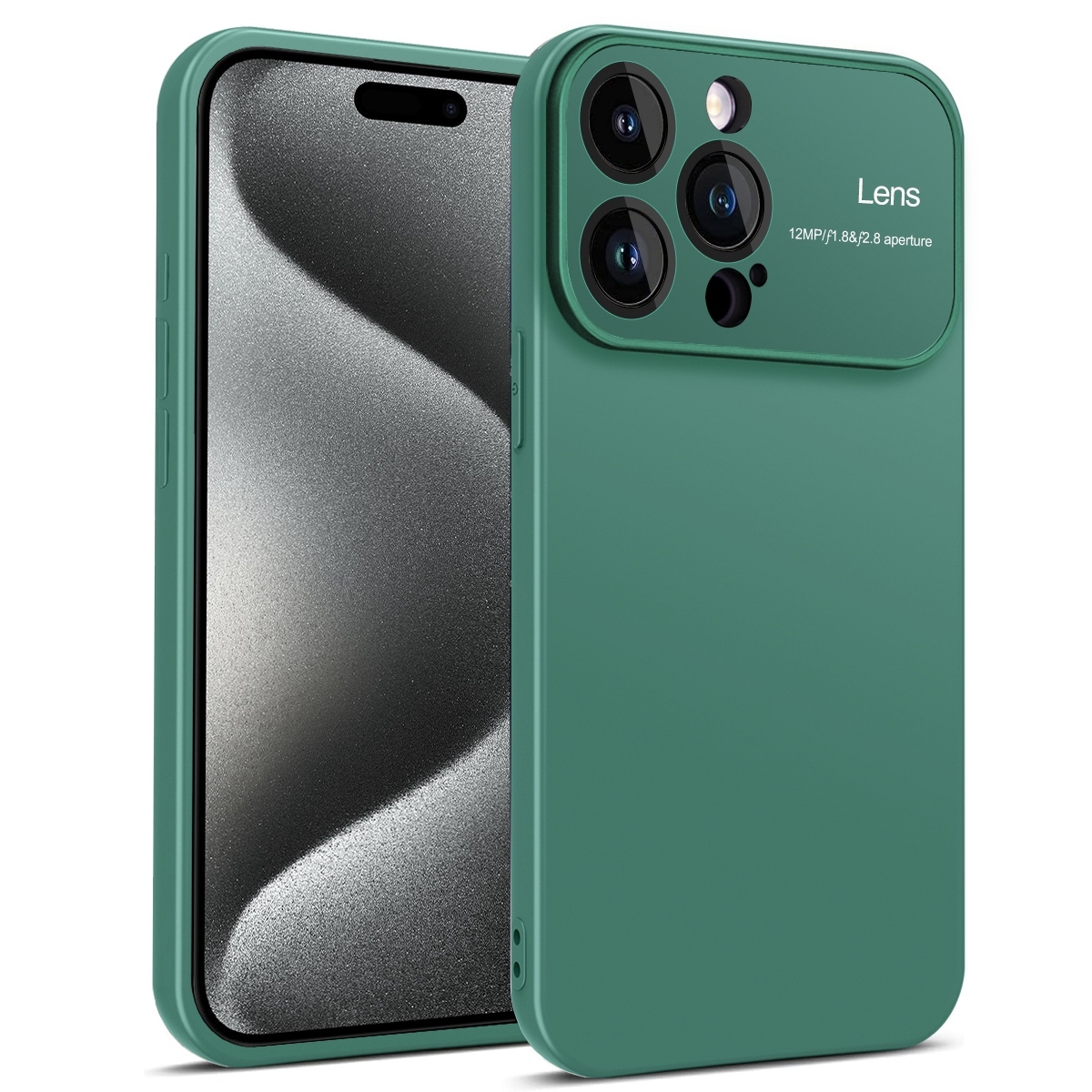 For iPhone 15 Pro Laminated Large Window TPU Phone Case(Green) - Shopkiz.com