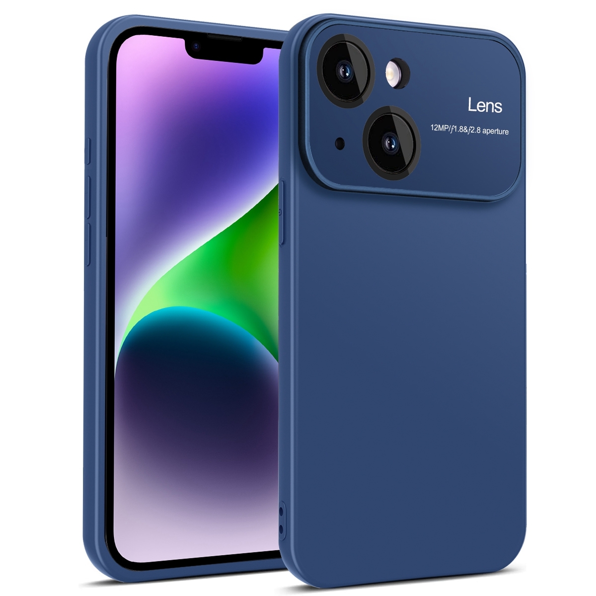 For iPhone 14 Laminated Large Window TPU Phone Case(Royal Blue) - Shopkiz.com