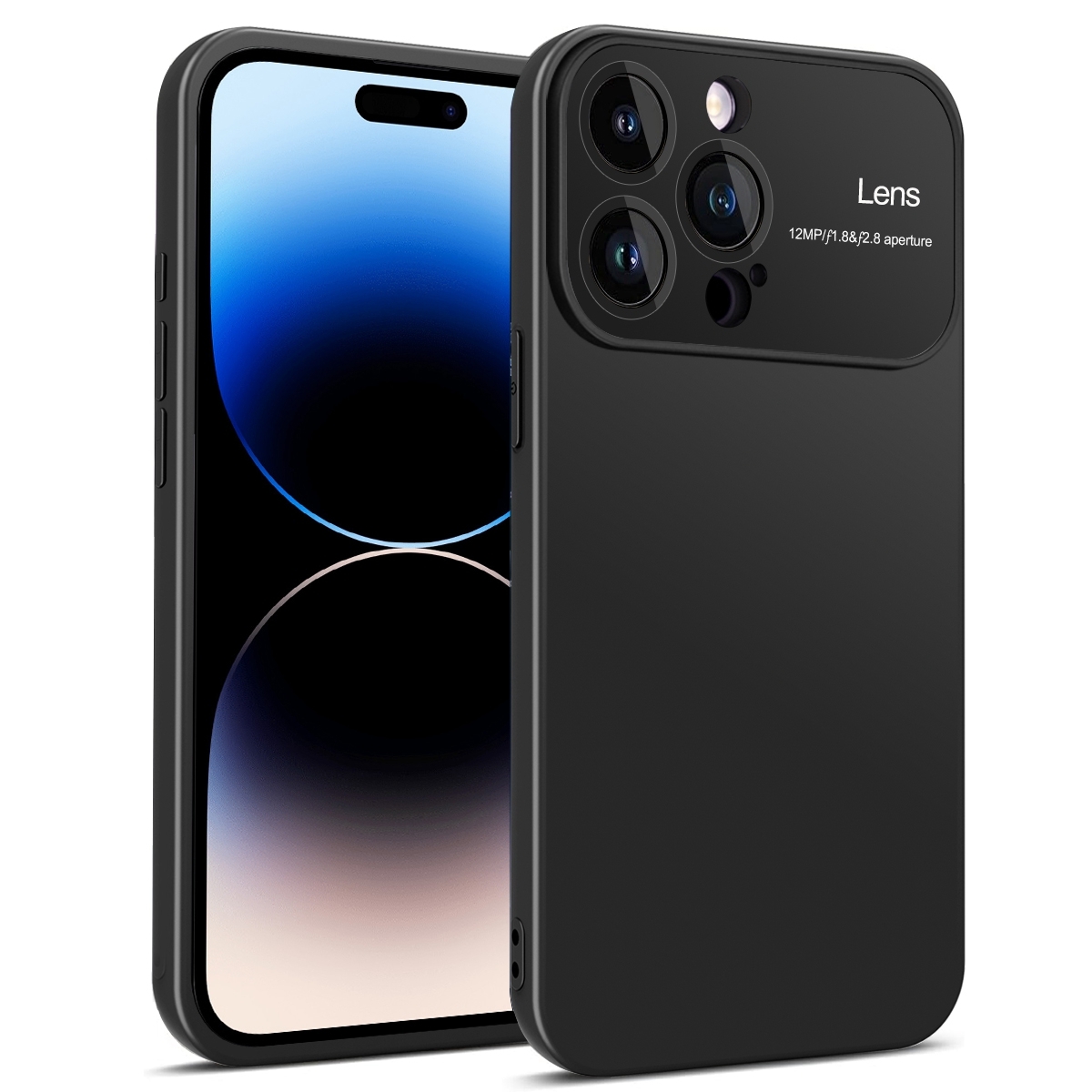 For iPhone 14 Pro Max Laminated Large Window TPU Phone Case(Black) - Shopkiz.com