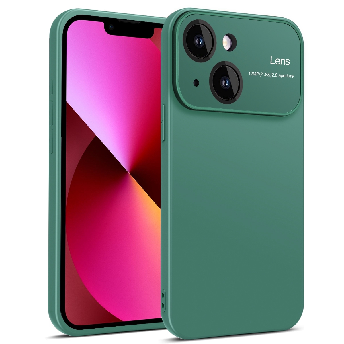 For iPhone 13 Laminated Large Window TPU Phone Case(Green) - Shopkiz.com