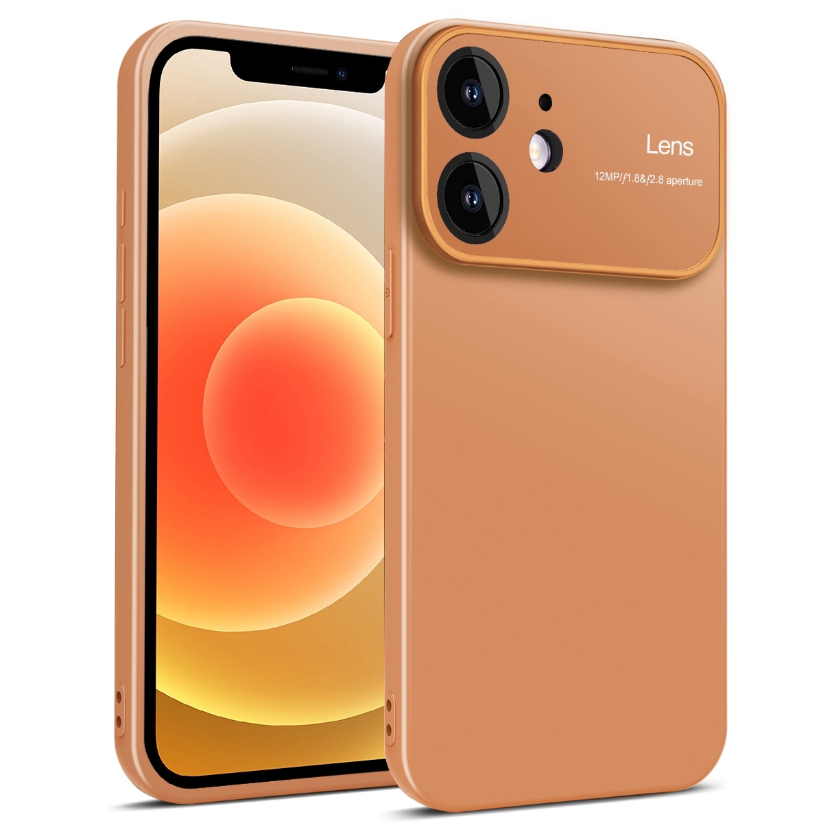 For iPhone 12 Laminated Large Window TPU Phone Case(Brown) - Shopkiz.com