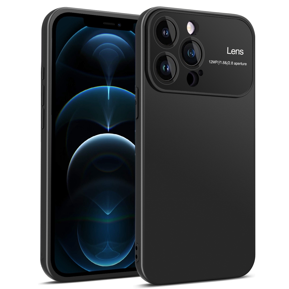 For iPhone 12 Pro Max Laminated Large Window TPU Phone Case(Black) - Shopkiz.com
