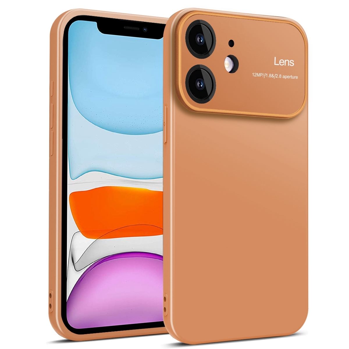 For iPhone 11 Laminated Large Window TPU Phone Case(Brown) - Shopkiz.com