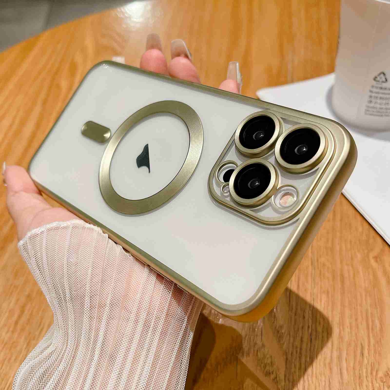 For iPhone 13 Pro Max MagSafe Magnetic Frosted TPU Phone Case(Gold) - Shopkiz.com