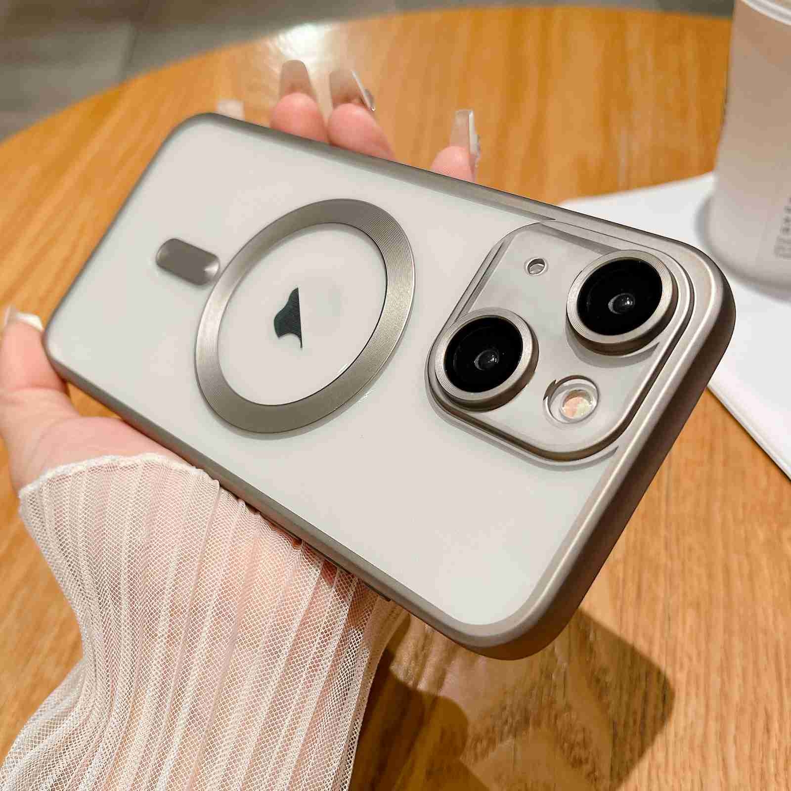 For iPhone 14 Plus MagSafe Magnetic Frosted TPU Phone Case(Titanium) - Shopkiz.com