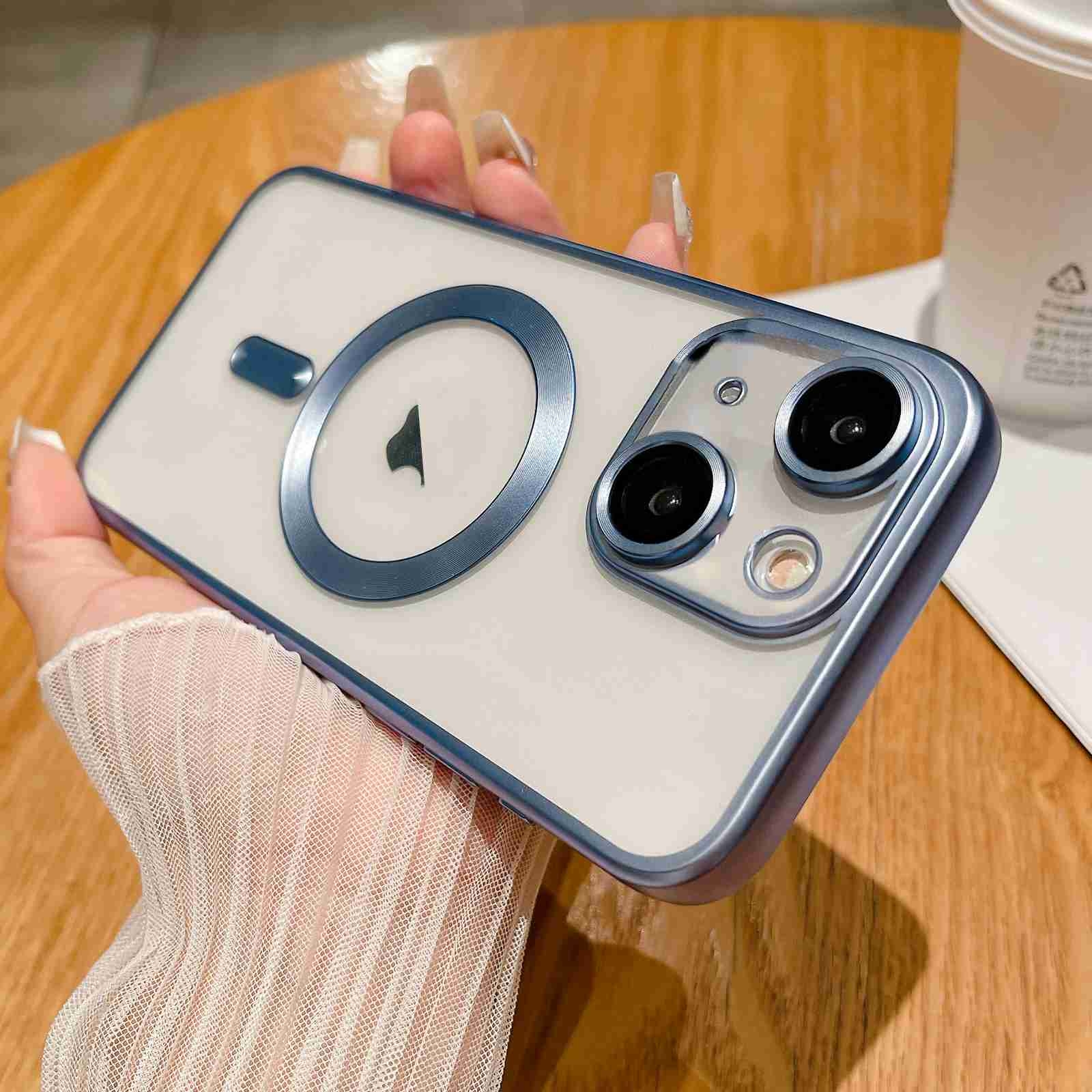 For iPhone 15 MagSafe Magnetic Frosted TPU Phone Case(Sierra Blue) - Shopkiz.com