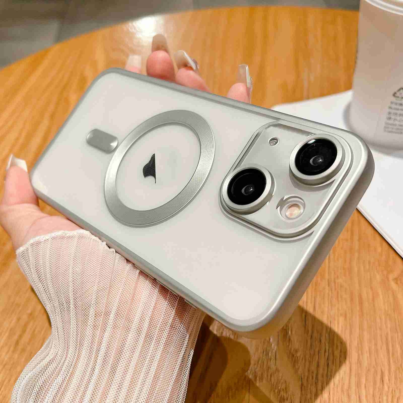 For iPhone 15 MagSafe Magnetic Frosted TPU Phone Case(Silver) - Shopkiz.com