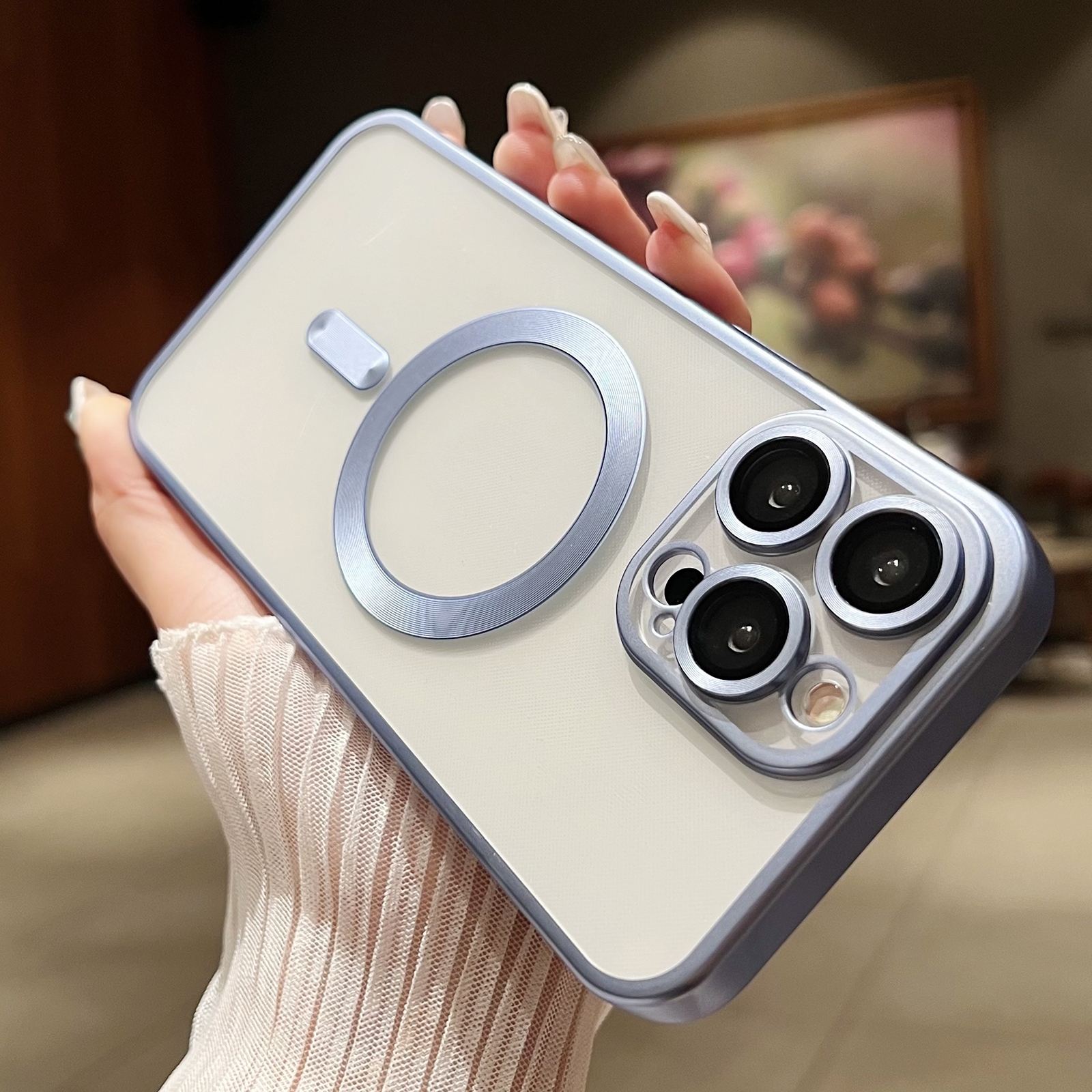 For iPhone 16 Pro MagSafe Magnetic Frosted TPU Phone Case(Sierra Blue) - Shopkiz.com