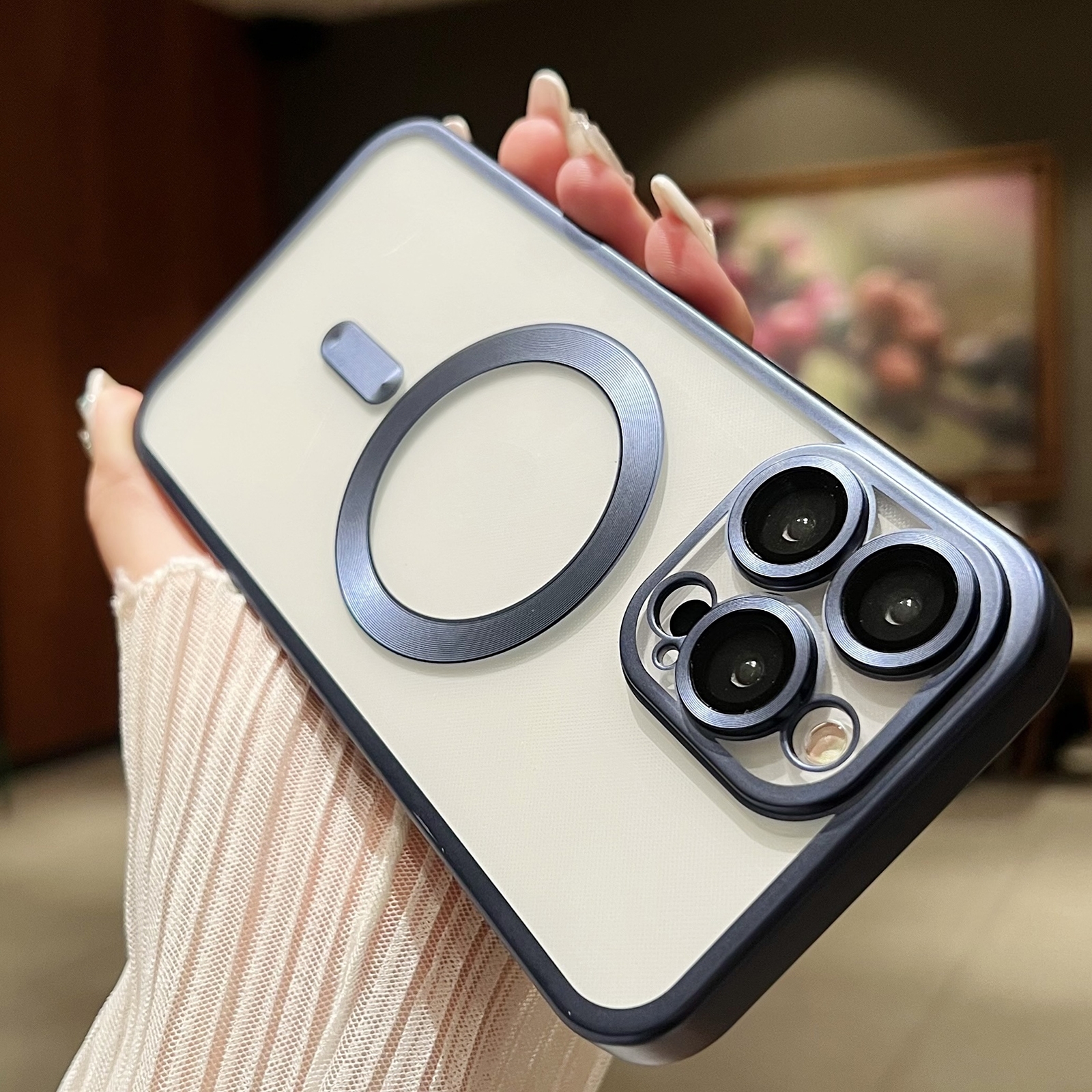 For iPhone 16 Pro MagSafe Magnetic Frosted TPU Phone Case(Dark Blue) - Shopkiz.com