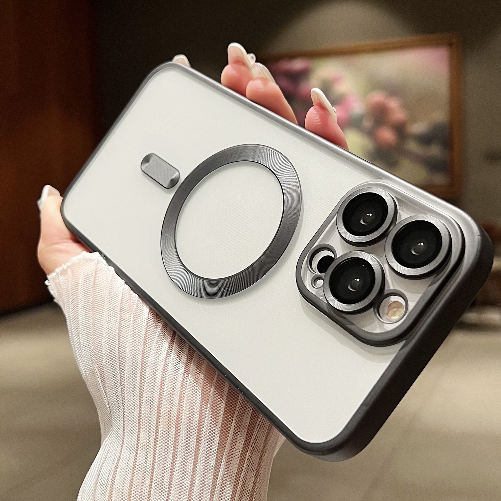 For iPhone 16 Pro MagSafe Magnetic Frosted TPU Phone Case(Titanium) - Shopkiz.com