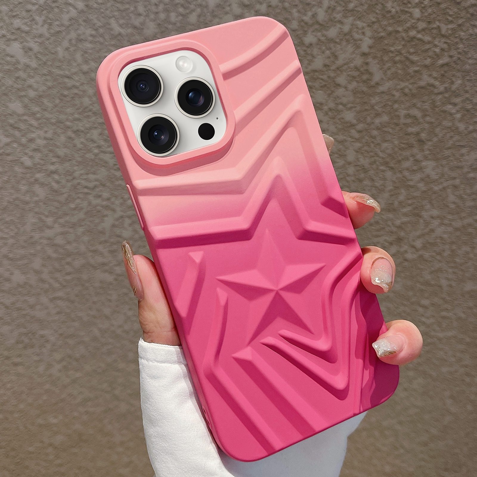 For iPhone 15 Pro Gradient Star TPU Phone Case(Rose Pink) - Shopkiz.com