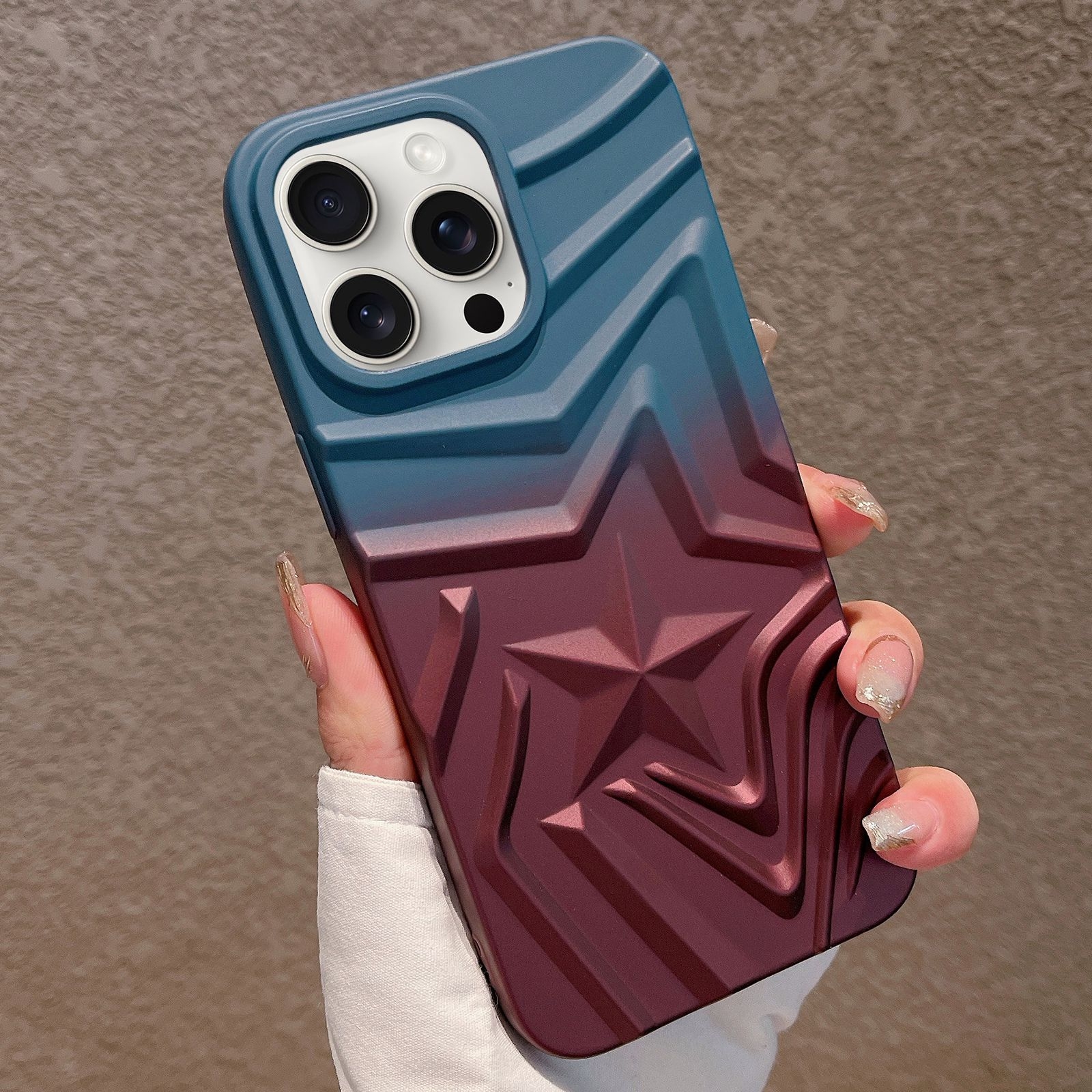 For iPhone 13 Pro Gradient Star TPU Phone Case(Blue Red) - Shopkiz.com