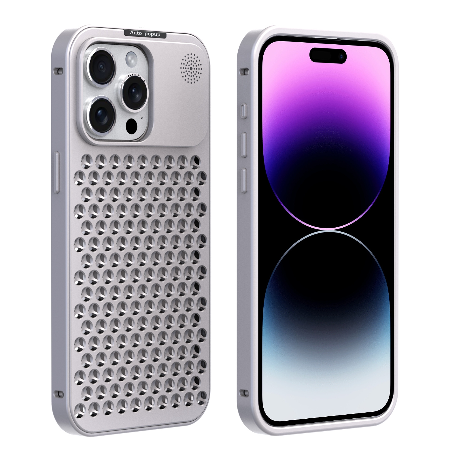 For iPhone 14 Pro Max R-JUST RJ58 Aromatherapy Metal Cooling Phone Case(Silver) - Shopkiz.com