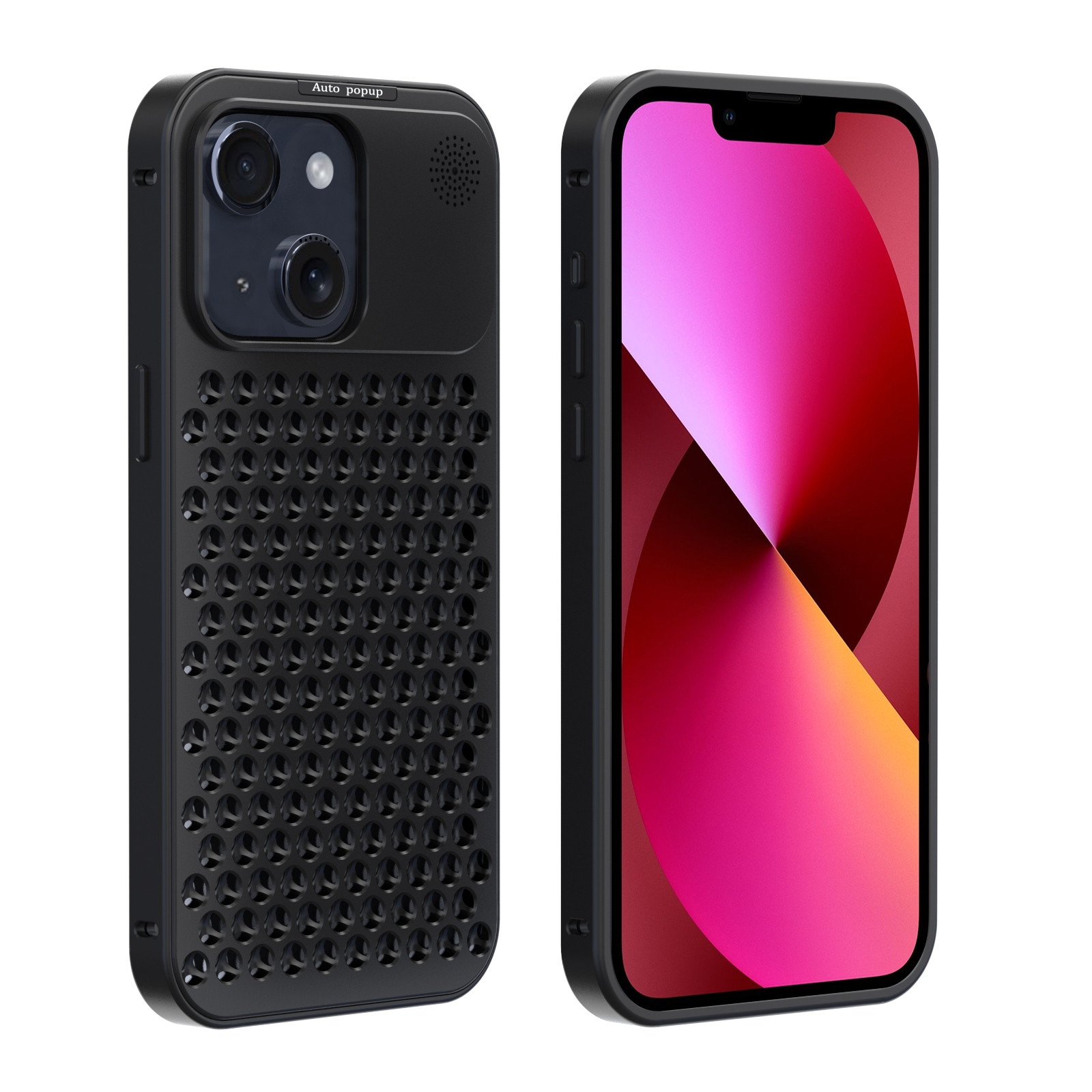 For iPhone 13 R-JUST RJ58 Aromatherapy Metal Cooling Phone Case(Black) - Shopkiz.com