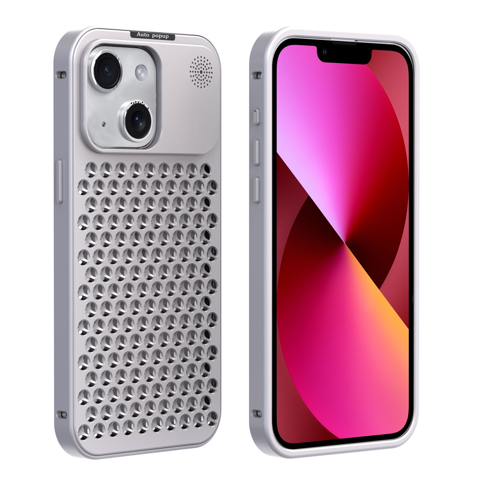 For iPhone 13 R-JUST RJ58 Aromatherapy Metal Cooling Phone Case(Silver) - Shopkiz.com