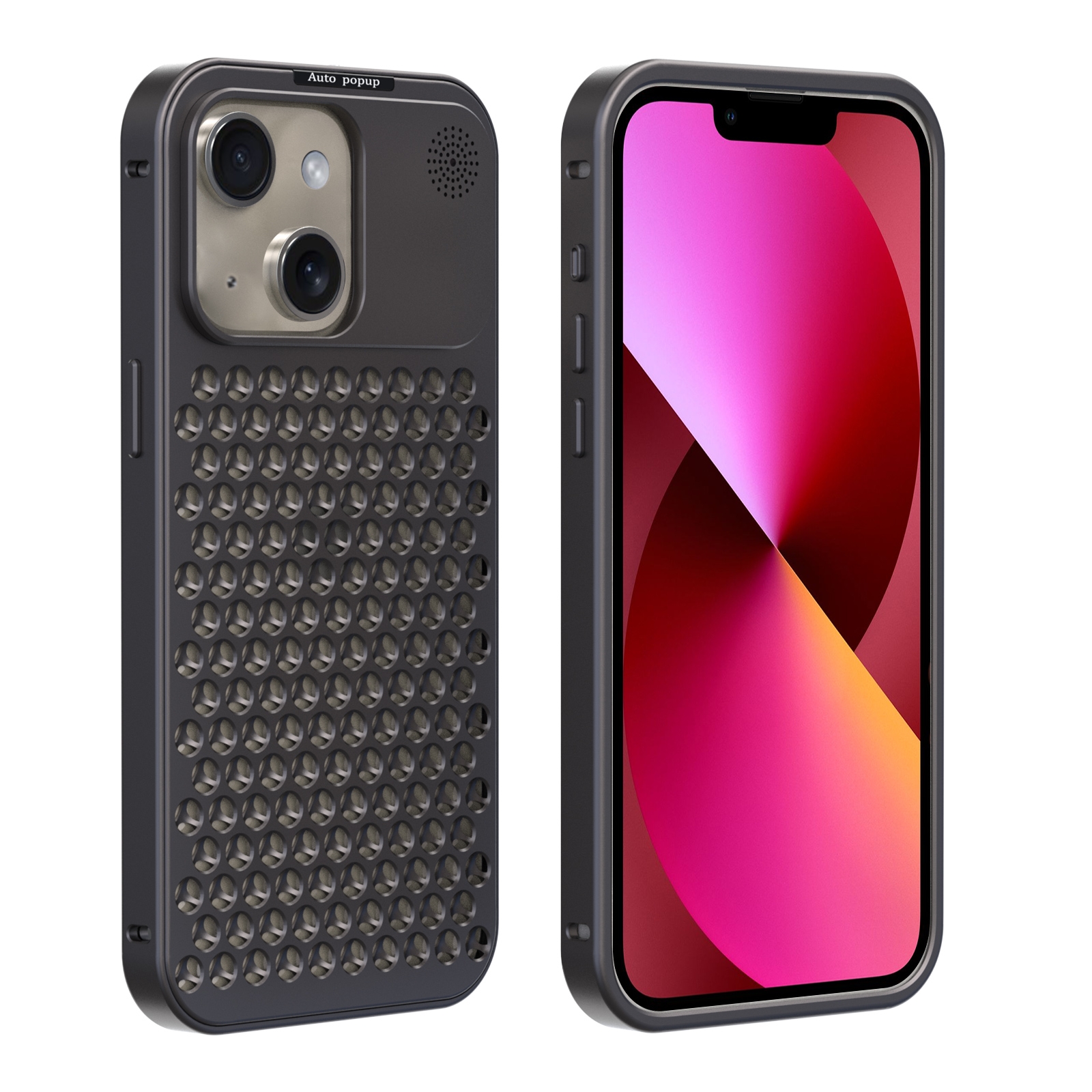 For iPhone 13 R-JUST RJ58 Aromatherapy Metal Cooling Phone Case(Grey) - Shopkiz.com
