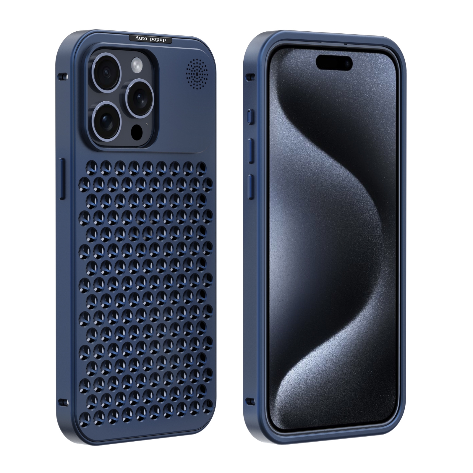 For iPhone 15 Pro Max R-JUST RJ58 Aromatherapy Metal Cooling Phone Case(Blue) - Shopkiz.com
