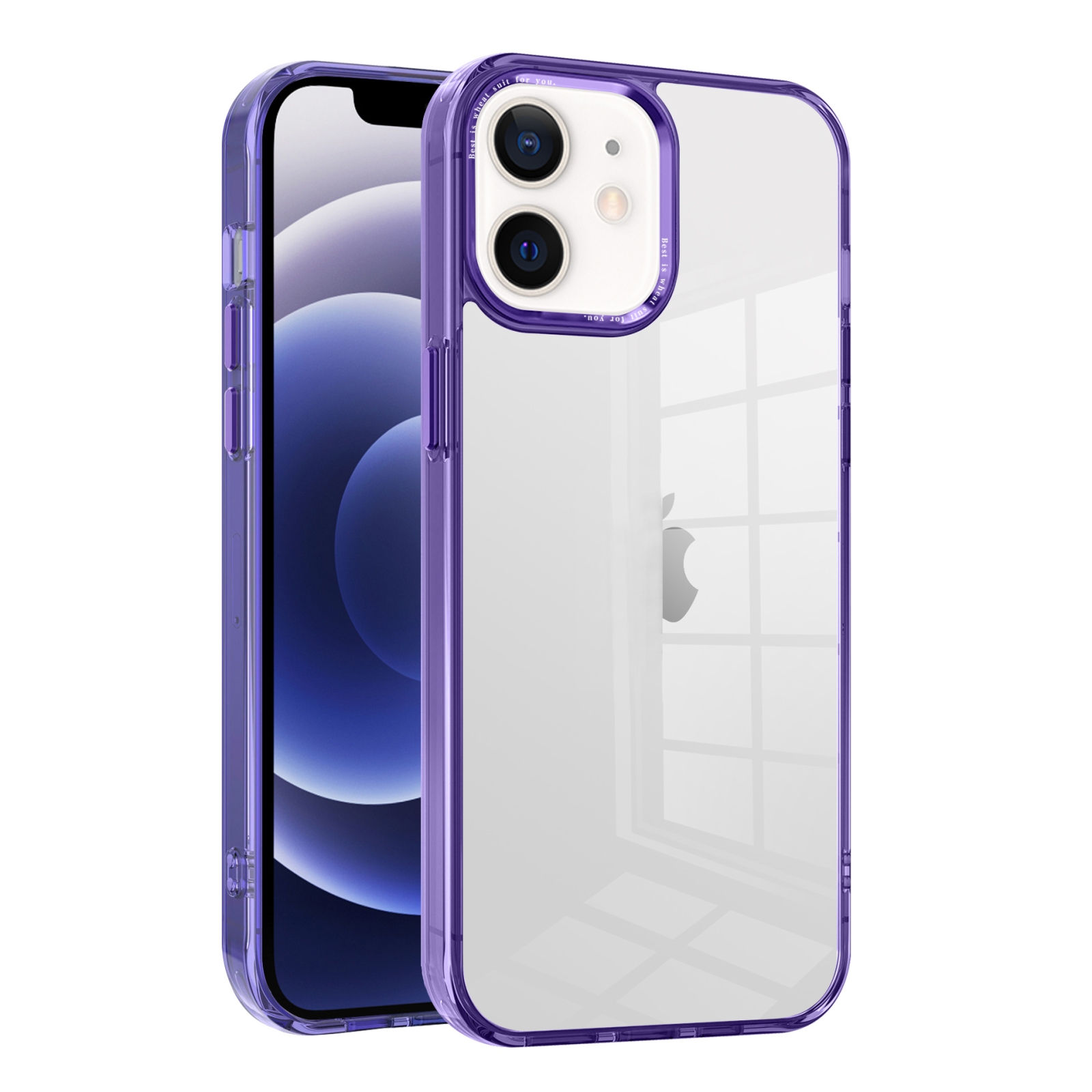 For iPhone 12 Ice Color Clear Acrylic Hybrid TPU Phone Case(Transparent Purple) - Shopkiz.com