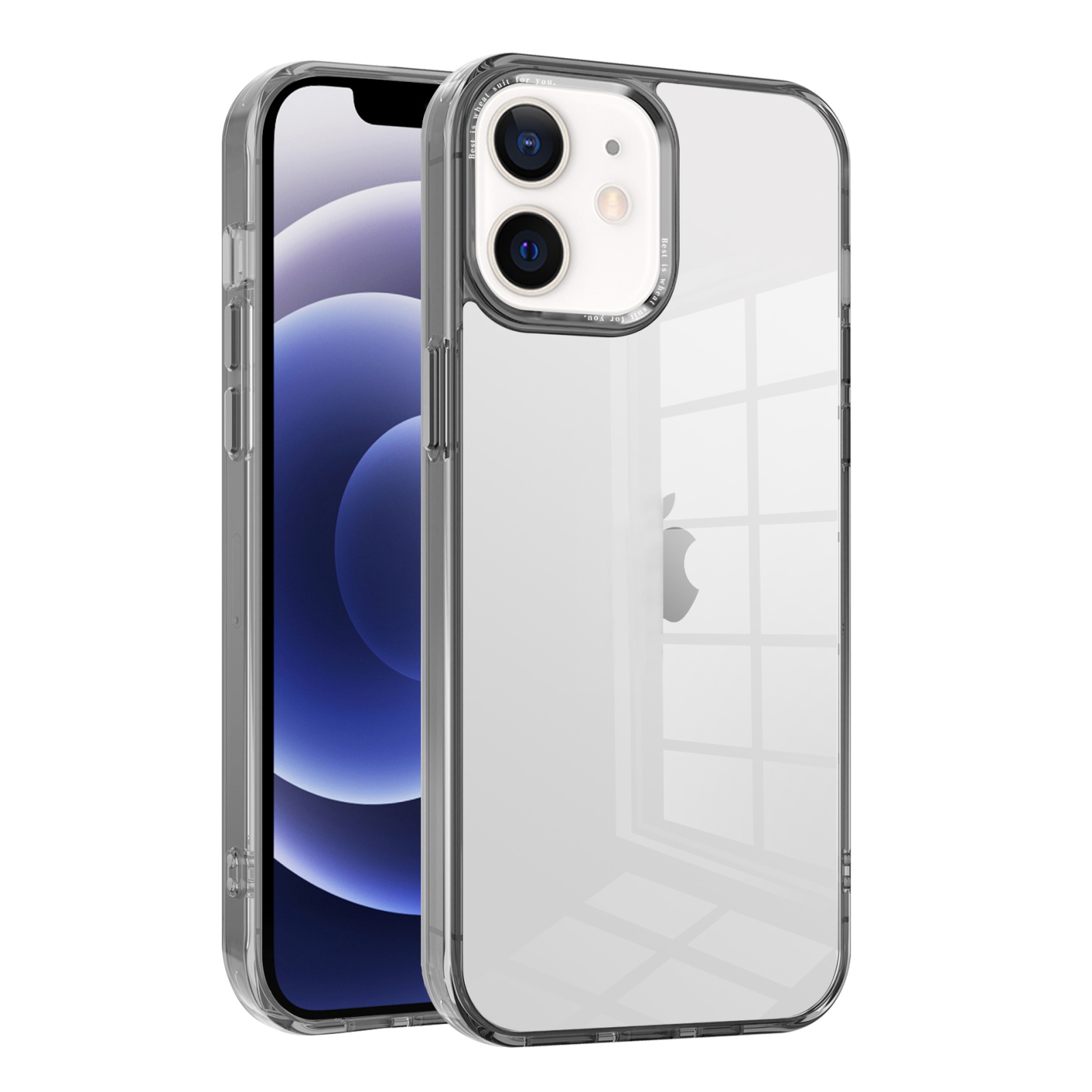 For iPhone 12 Ice Color Clear Acrylic Hybrid TPU Phone Case(Grey) - Shopkiz.com