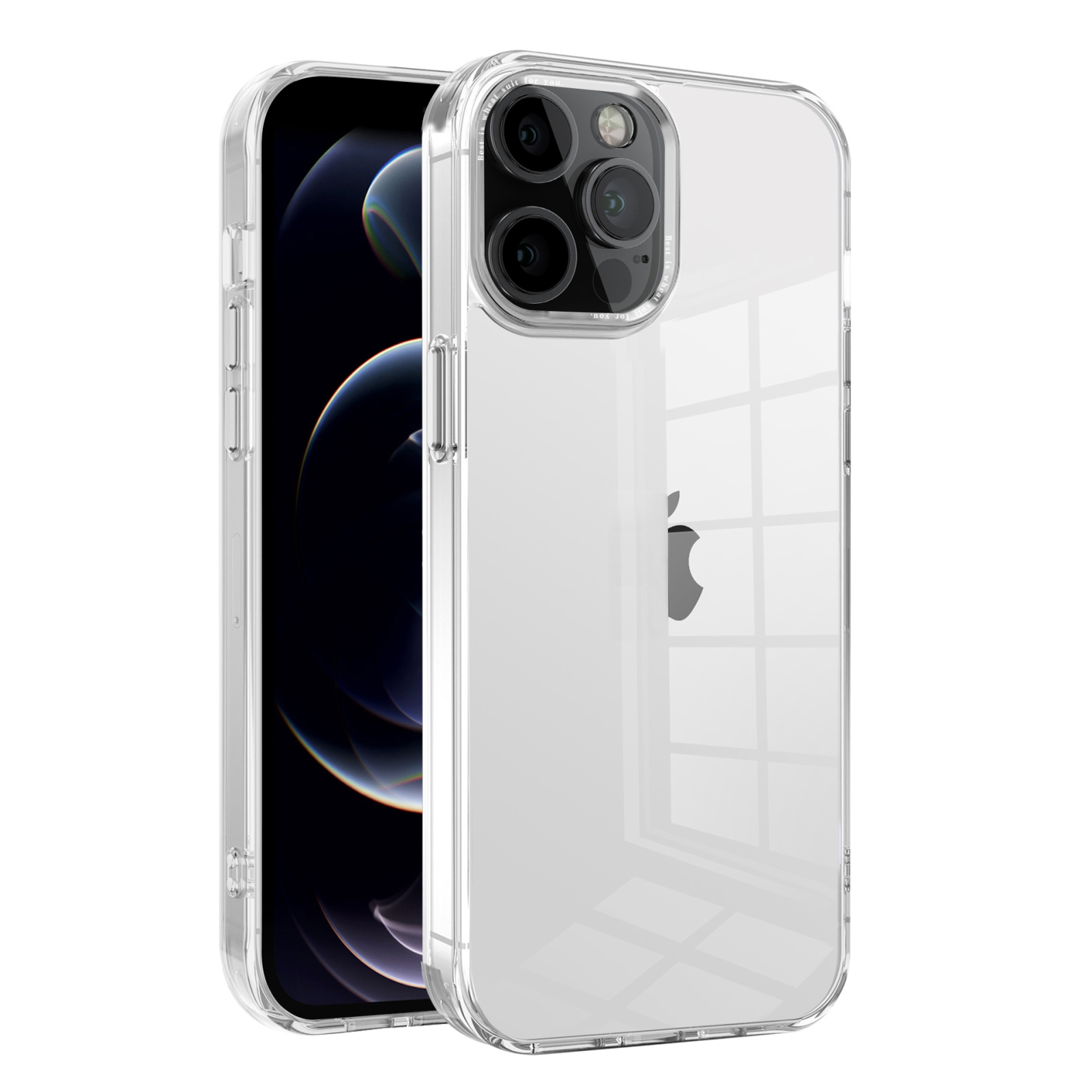 For iPhone 12 Pro Max Ice Color Clear Acrylic Hybrid TPU Phone Case(Transparent) - Shopkiz.com