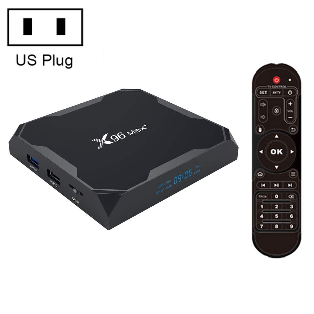 X96 max+ 4K Smart TV Box, Android 9.0, Amlogic S905X3 Quad-Core Cortex-A55,4GB+32GB, Support LAN, AV, 2.4G/5G WiFi, USBx2,TF Card, US Plug -