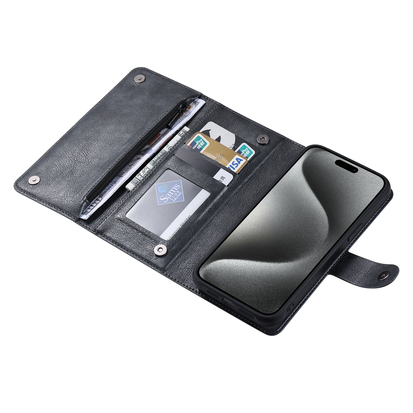 For iPhone 15 Pro ViLi GV Series MagSafe Magnetic Zipper Leather Phone Case(Black) - Shopkiz.com