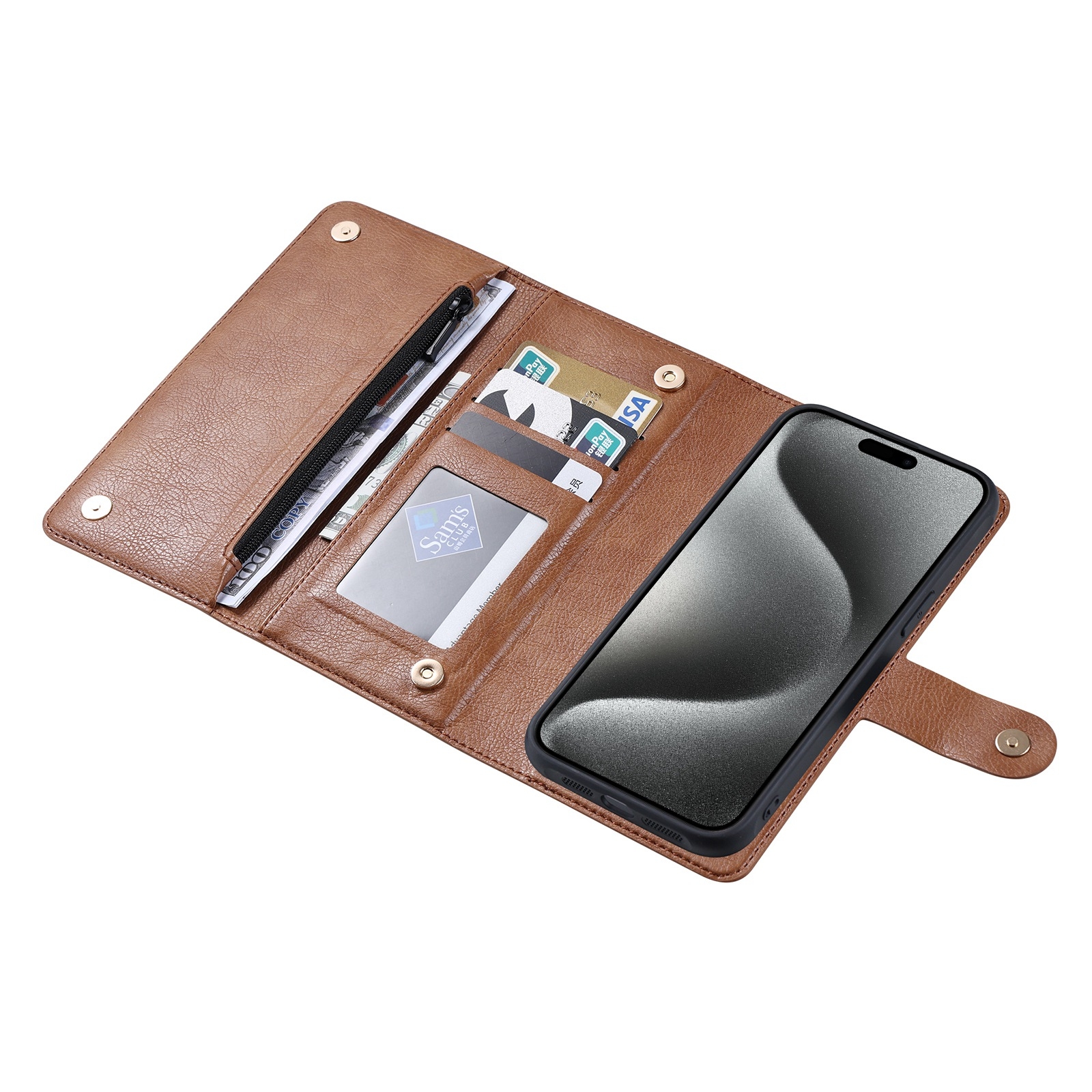 For iPhone 15 Pro ViLi GV Series MagSafe Magnetic Zipper Leather Phone Case(Brown) - Shopkiz.com