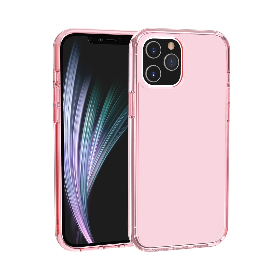 For iPhone 12 Pro Max Shockproof Terminator Style Transparent Protective Case(Pink) - Shopkiz.com