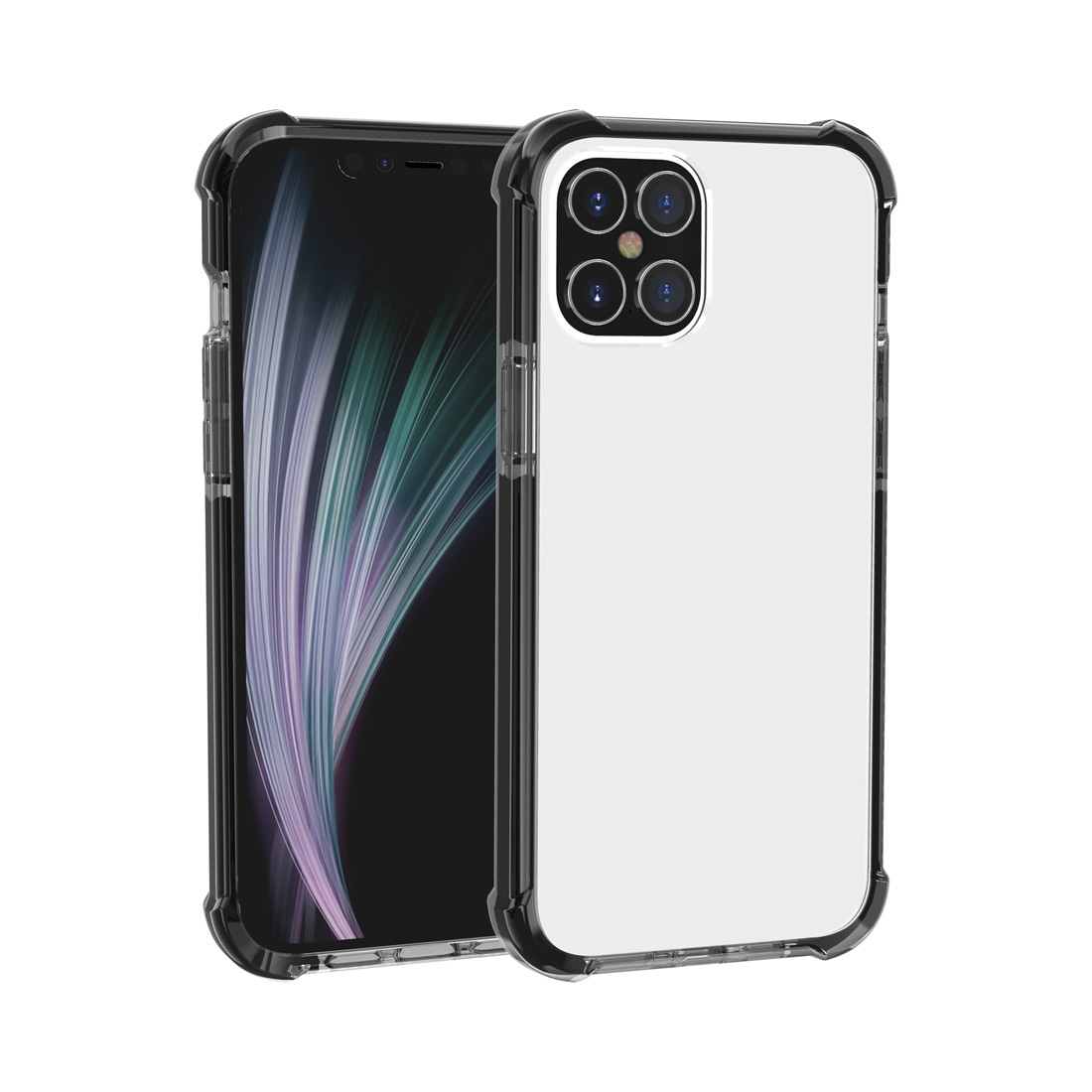 For iPhone 12 / 12 Pro Four-corner Shockproof TPU + Acrylic Protective Case(Black) - Shopkiz.com