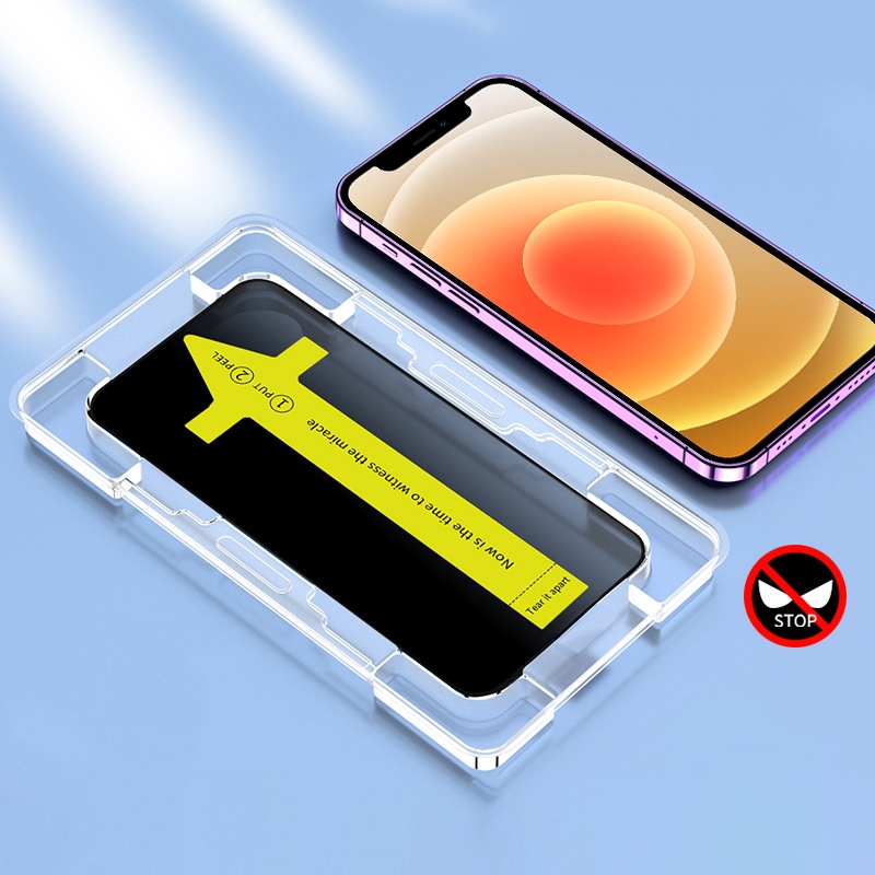 For iPhone 12 Pro / 12 Anti-peeping Fast Attach Dust-proof Anti-static Tempered Glass Film - Shopkiz.com