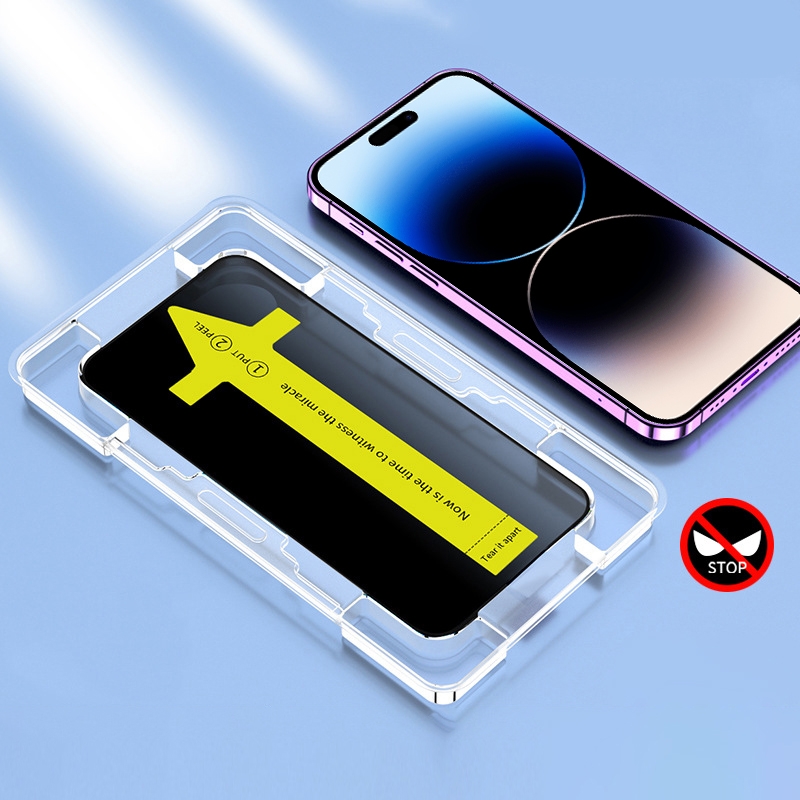 For iPhone 14 Pro Max Anti-peeping Fast Attach Dust-proof Anti-static Tempered Glass Film - Shopkiz.com