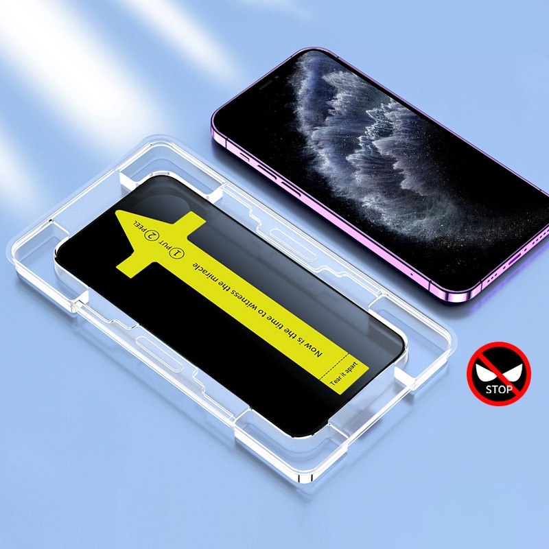For iPhone 11 Pro Max / XS Max Anti-peeping Fast Attach Dust-proof Anti-static Tempered Glass Film - Shopkiz.com