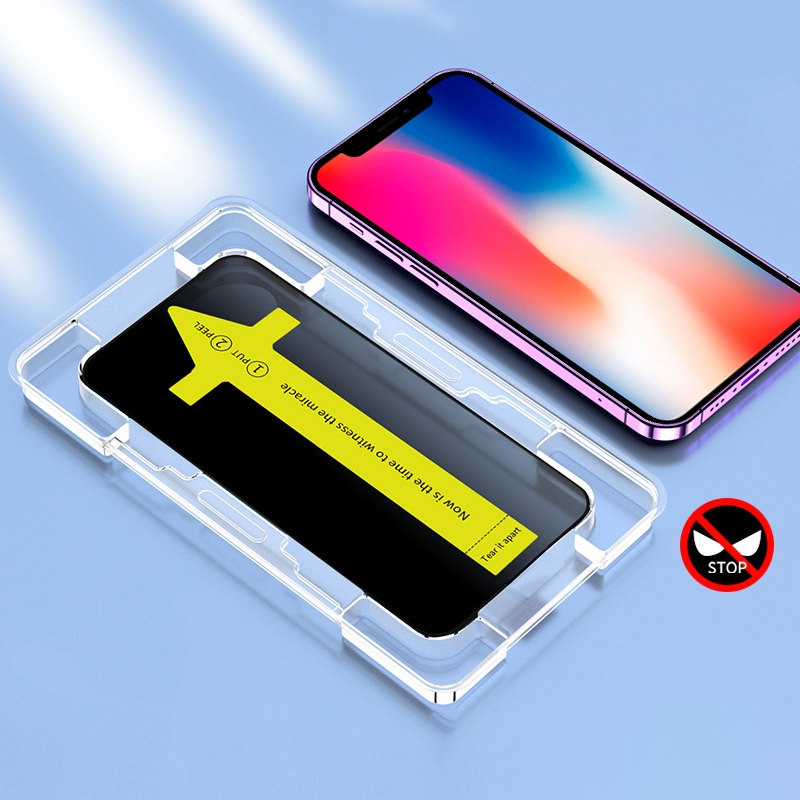 For iPhone 11 Pro / XS / X Anti-peeping Fast Attach Dust-proof Anti-static Tempered Glass Film - Shopkiz.com