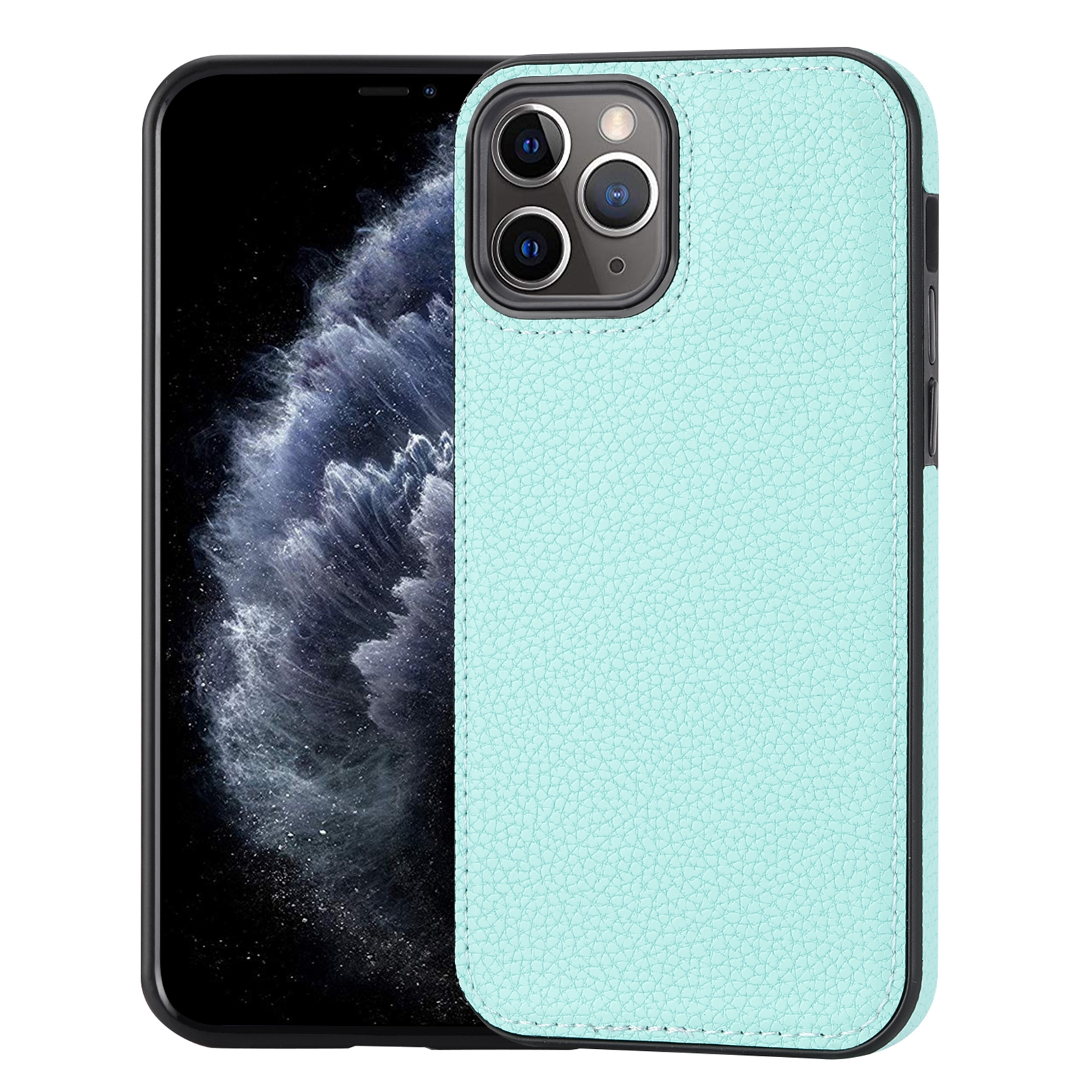 For iPhone 11 Pro Litchi Pattern Stitched Side-mounted Phone Case(Mint Green) - Shopkiz.com