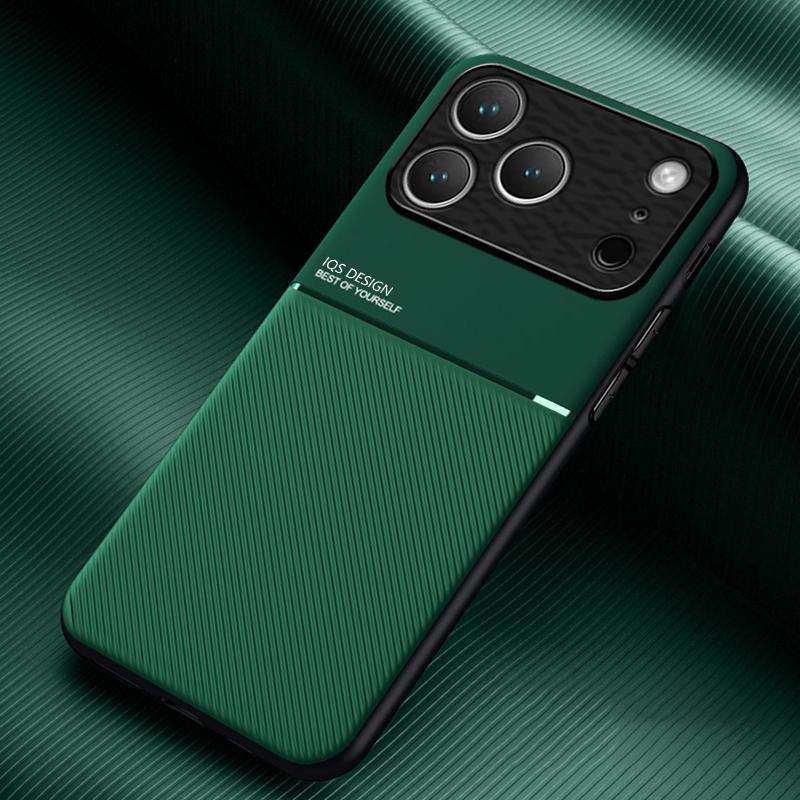For iPhone 17 Pro Classic Tilt Strip Grain Magnetic Shockproof PC + TPU Phone Case(Green) - Shopkiz.com