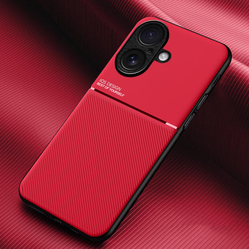 For iPhone 17 Classic Tilt Strip Grain Magnetic Shockproof PC + TPU Phone Case(Red) - Shopkiz.com