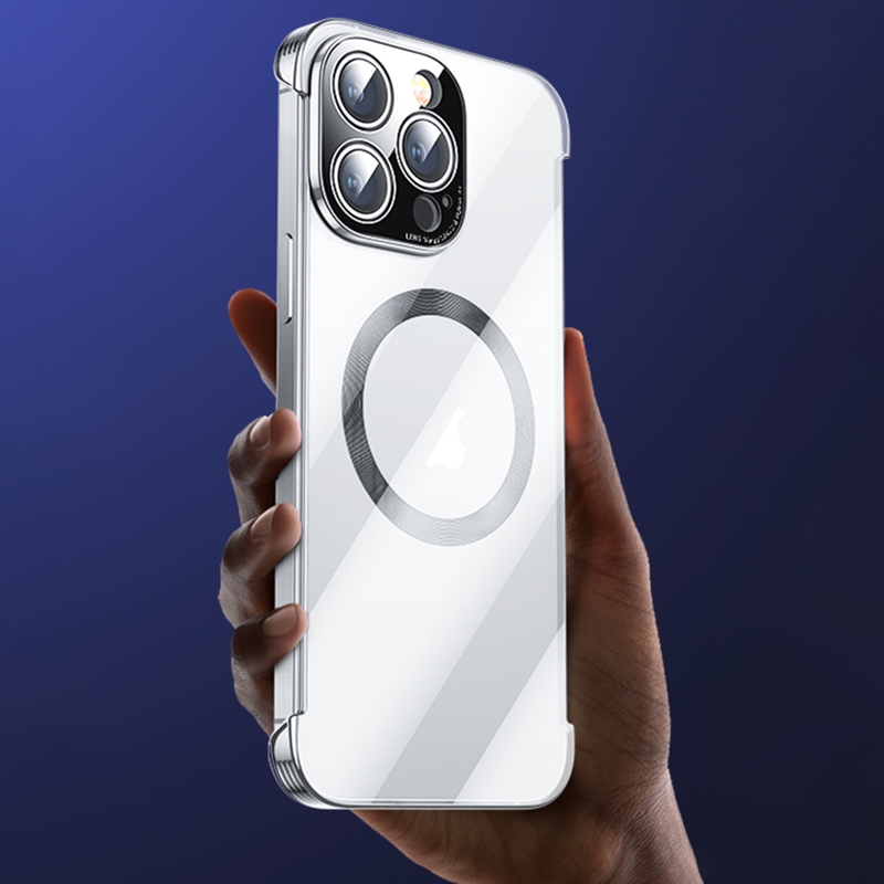 For iPhone 14 Pro Max Frameless Crystal Clear MagSafe Magnetic Phone Case - Shopkiz.com