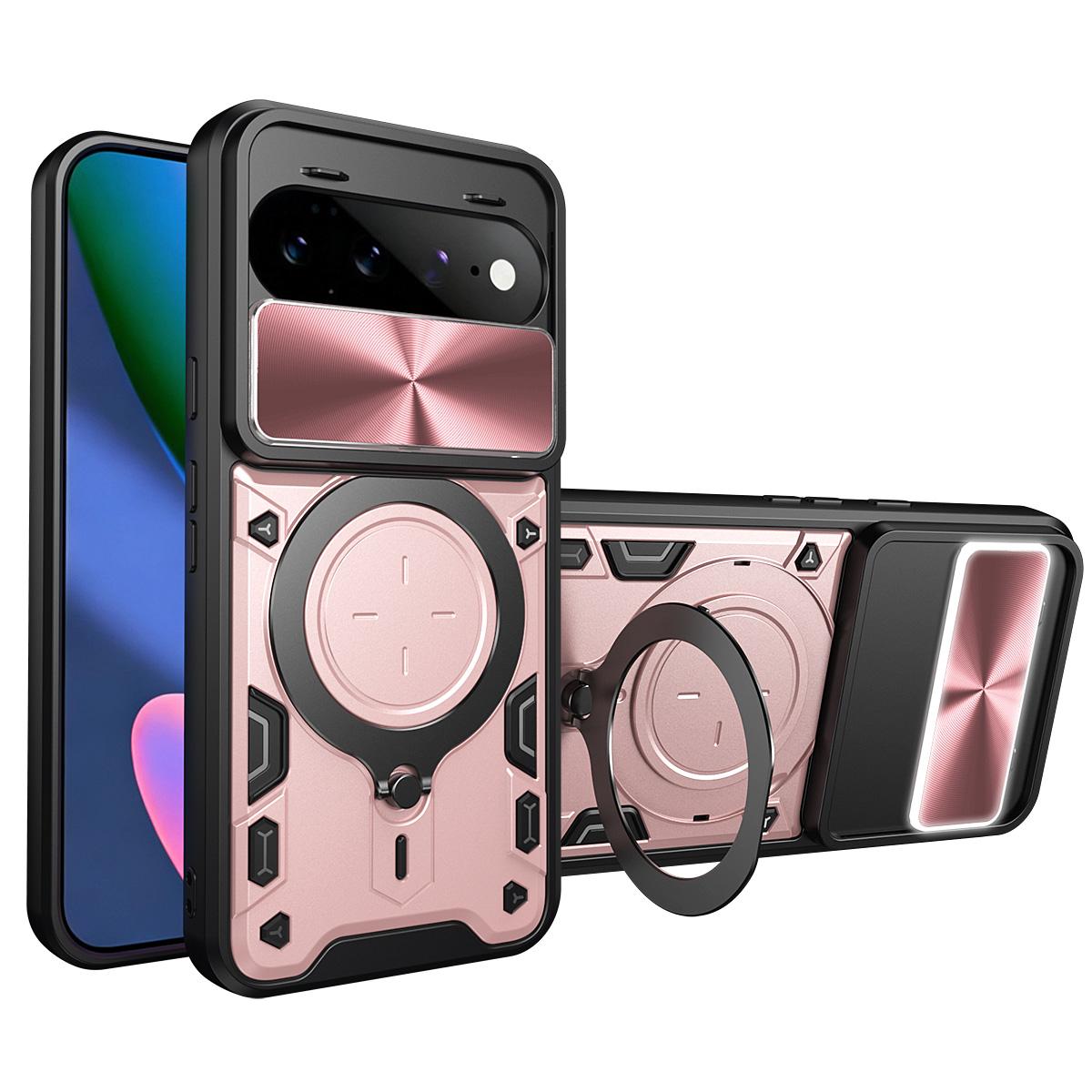 For Google Pixel 11 Pro XL CD Texture Sliding Camshield Magnetic Holder Phone Case(Pink) - Shopkiz.com