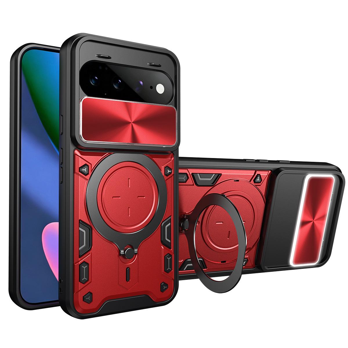 For Google Pixel 11 Pro XL CD Texture Sliding Camshield Magnetic Holder Phone Case(Red) - Shopkiz.com