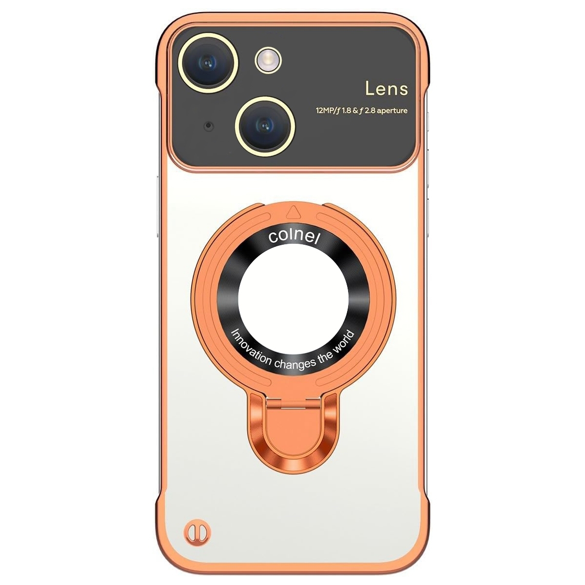 For iPhone 13 Frameless MagSafe Magnetic Holder Phone Case(Orange) - Shopkiz.com