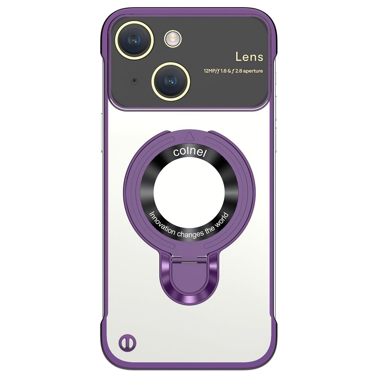 For iPhone 15 Plus Frameless MagSafe Magnetic Holder Phone Case(Purple) - Shopkiz.com