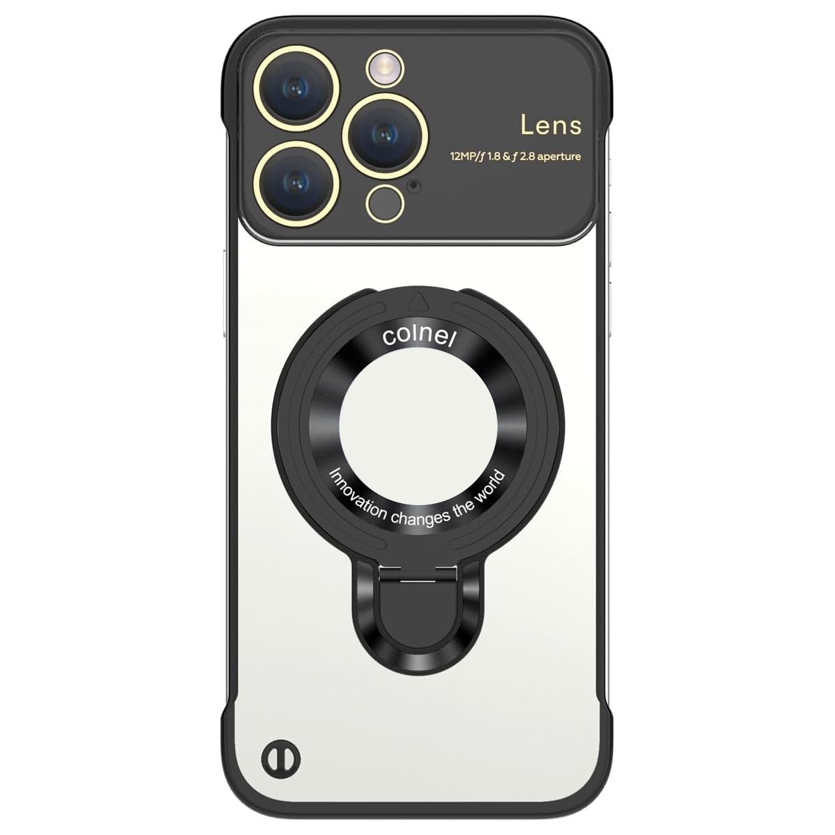 For iPhone 15 Pro Max Frameless MagSafe Magnetic Holder Phone Case(Black) - Shopkiz.com